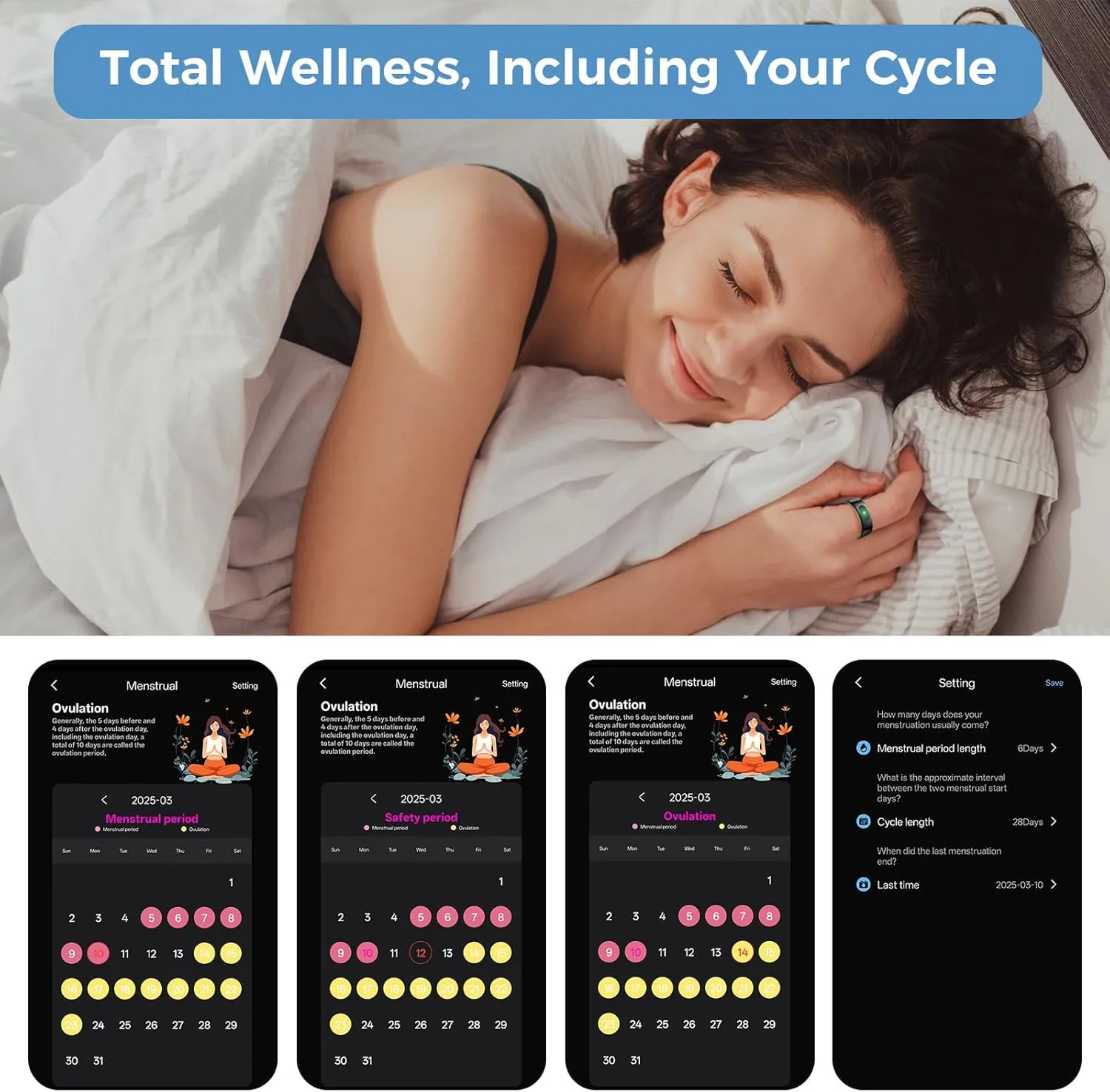 Smart Ring with Instant Notification Alerts & Gesture Control - Sleep Tracker Ring, Fitness Ring for Steps & Heart Rate, IP68 Waterproof Black #08
