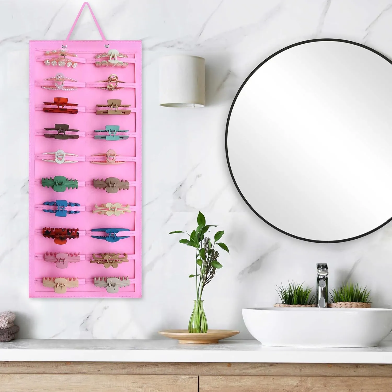 SMUK Hair Clip Organizer for Women & Girls - Hanging Mount Hair Claw Clip Holder & Stand Storage for Wall, Door, Closet