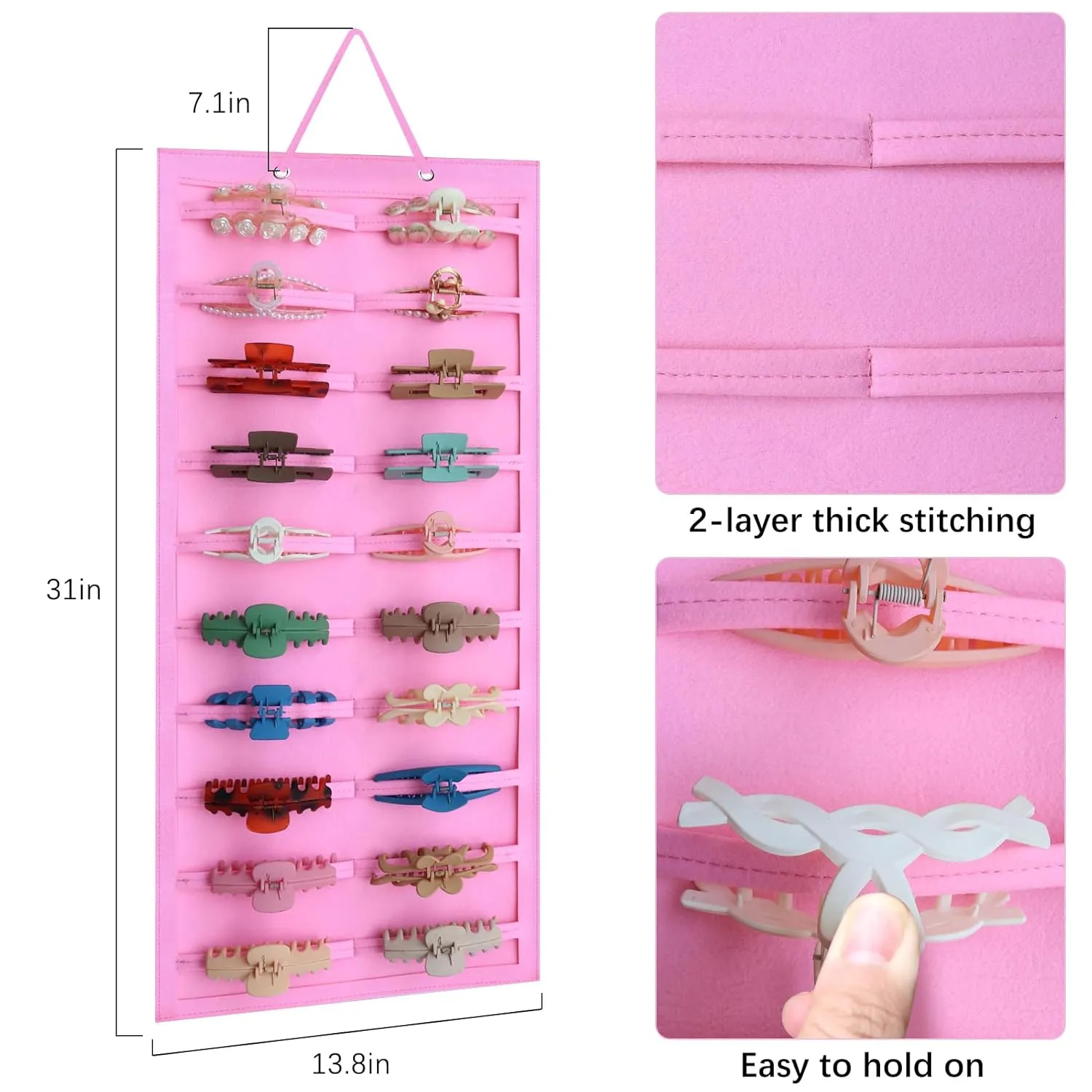 SMUK Hair Clip Organizer for Women & Girls - Hanging Mount Hair Claw Clip Holder & Stand Storage for Wall, Door, Closet