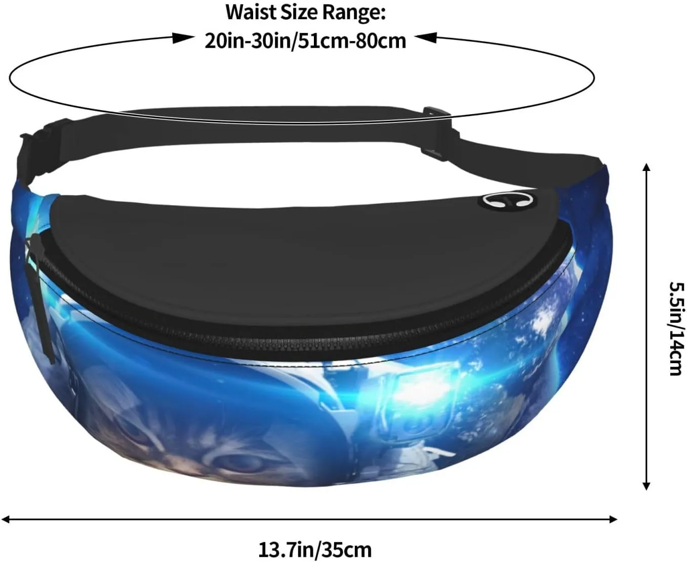 Space Cat Fashion Casual Fanny Pack Waist Bag Men Women Adjustable Belt Waist Bag For Travel Hiking Cycling Running Festival Carnival