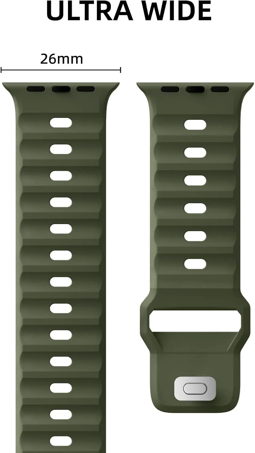 Sport Bands Compatible with Apple Watch Ultra 2 Band/Apple Watch Ultra Band 49mm 45mm 44mm 42mm for Men, Soft Silicone Wristbands Waterproof Replacement Strap for iWatch Series 9 8 7 6 5 4 SE, 2 Pack