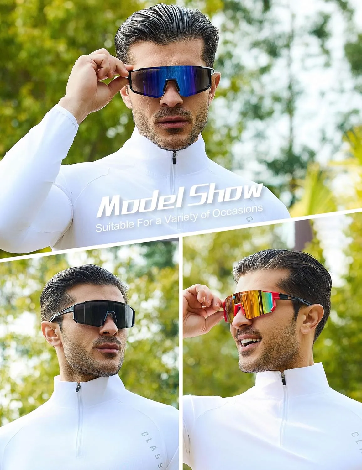 Sport Cycling Sunglasses for Men - Women 3 Pack Baseball Shades Sports Glasses for Running MTB Bike Softball