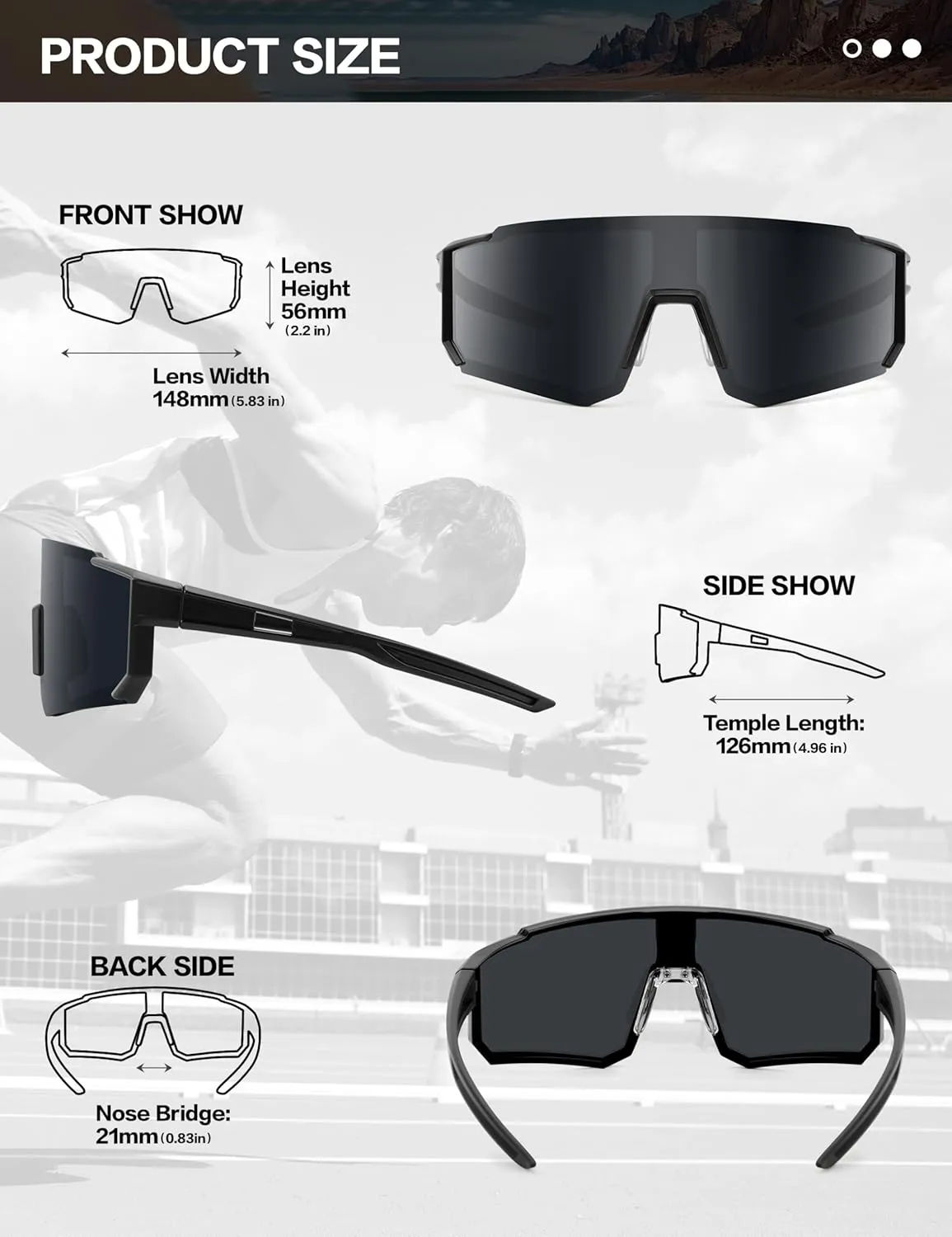 Sport Cycling Sunglasses for Men - Women 3 Pack Baseball Shades Sports Glasses for Running MTB Bike Softball