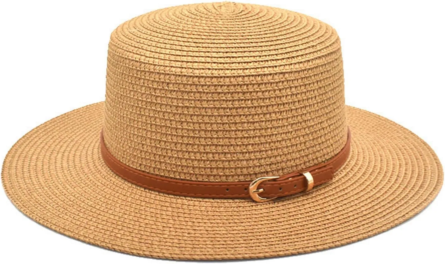 Straw Boater Hat Women&Men Panama Fedora Wide Brim V Protectio Beach Vacation Fishing Hiking Sun Hats