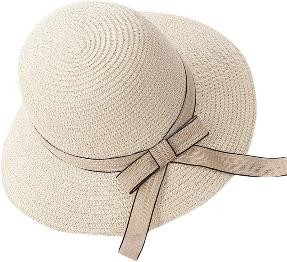 Sun Visors for Women Beach Roll Up Large Brim Fedora Summer Beach Sun Hat Women's Straw Hat Travel Hats