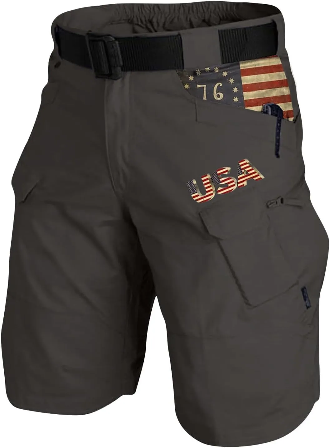 Tactical Shorts for Men Elastic Waist Waterproof Quick Dry Shorts Cargo Stretch Ripstop Running Athletic Hiking Pants