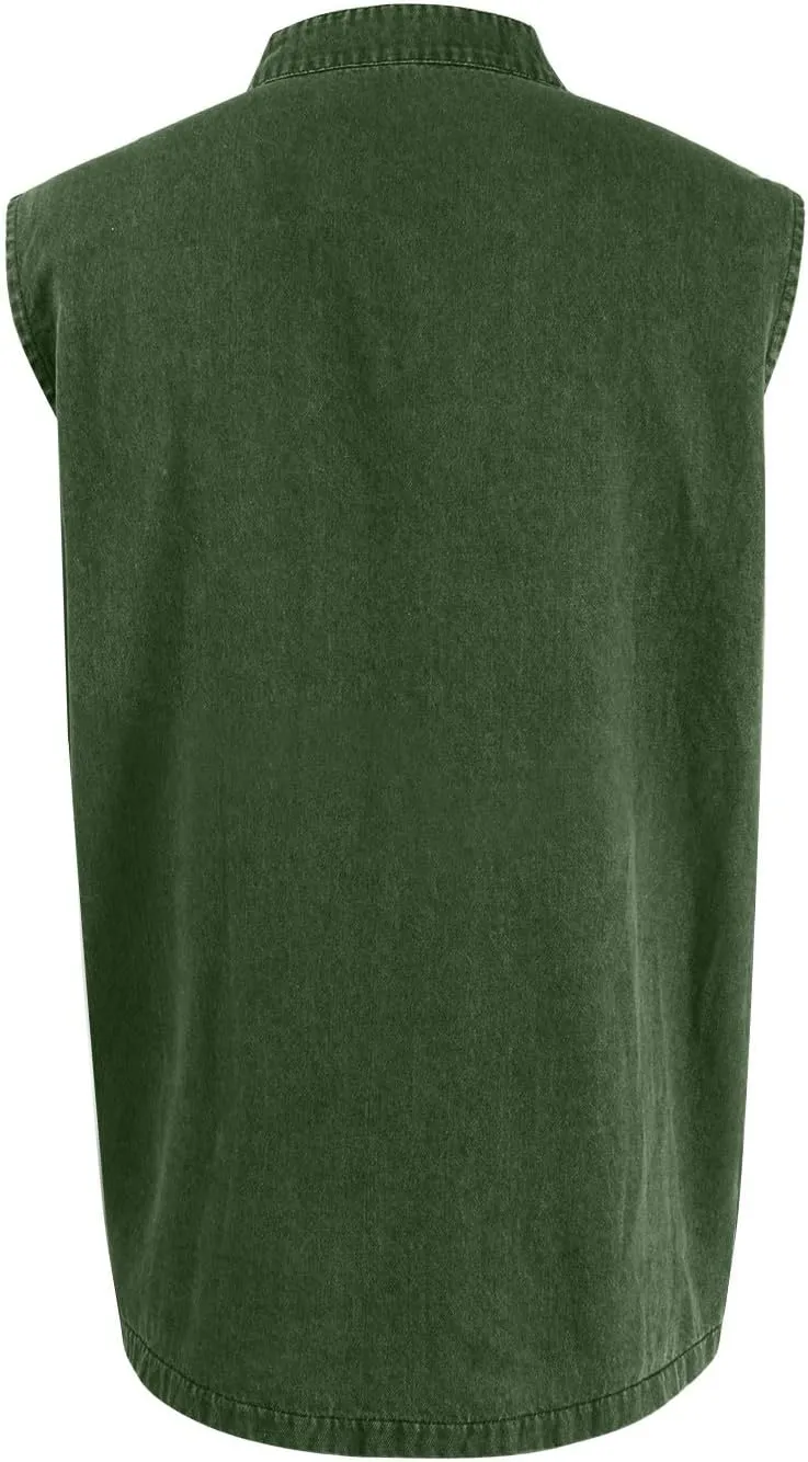 Tank Tops Men Henley Shirts for Men Sleeveless Muscle Gym Workout Running Beach Summer Vintage Button Down Tank Tops