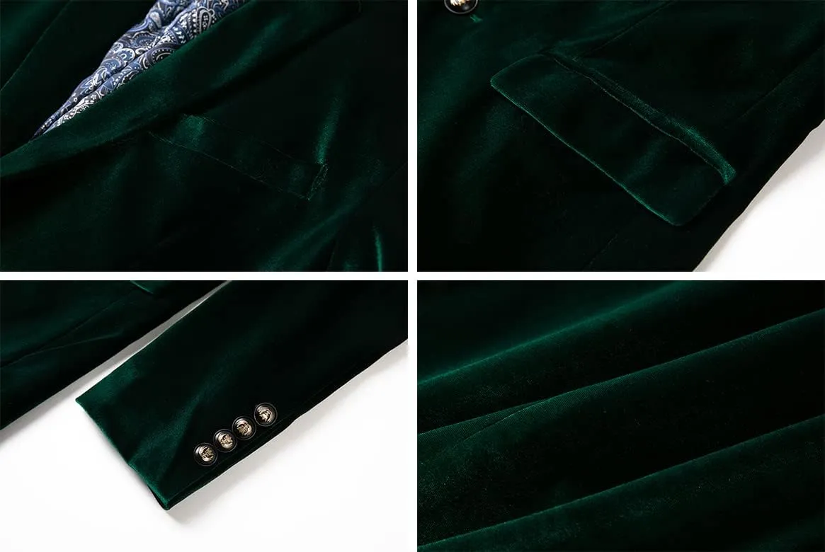 THWEI Mens Velvet Blazer Slim-Fit Fashion Solid Suit Jacket
