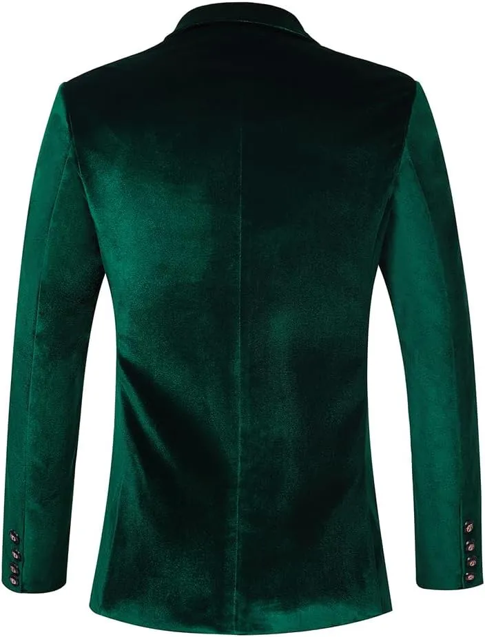 THWEI Mens Velvet Blazer Slim-Fit Fashion Solid Suit Jacket