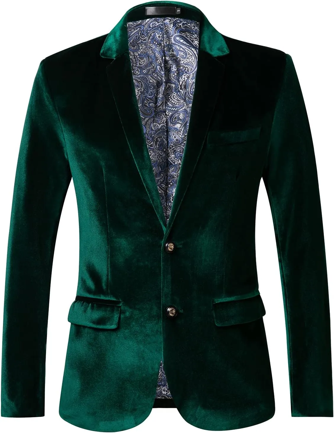 THWEI Mens Velvet Blazer Slim-Fit Fashion Solid Suit Jacket