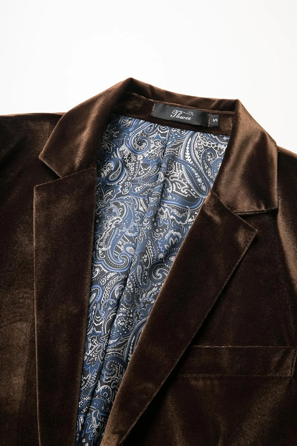 THWEI Mens Velvet Blazer Slim-Fit Fashion Solid Suit Jacket