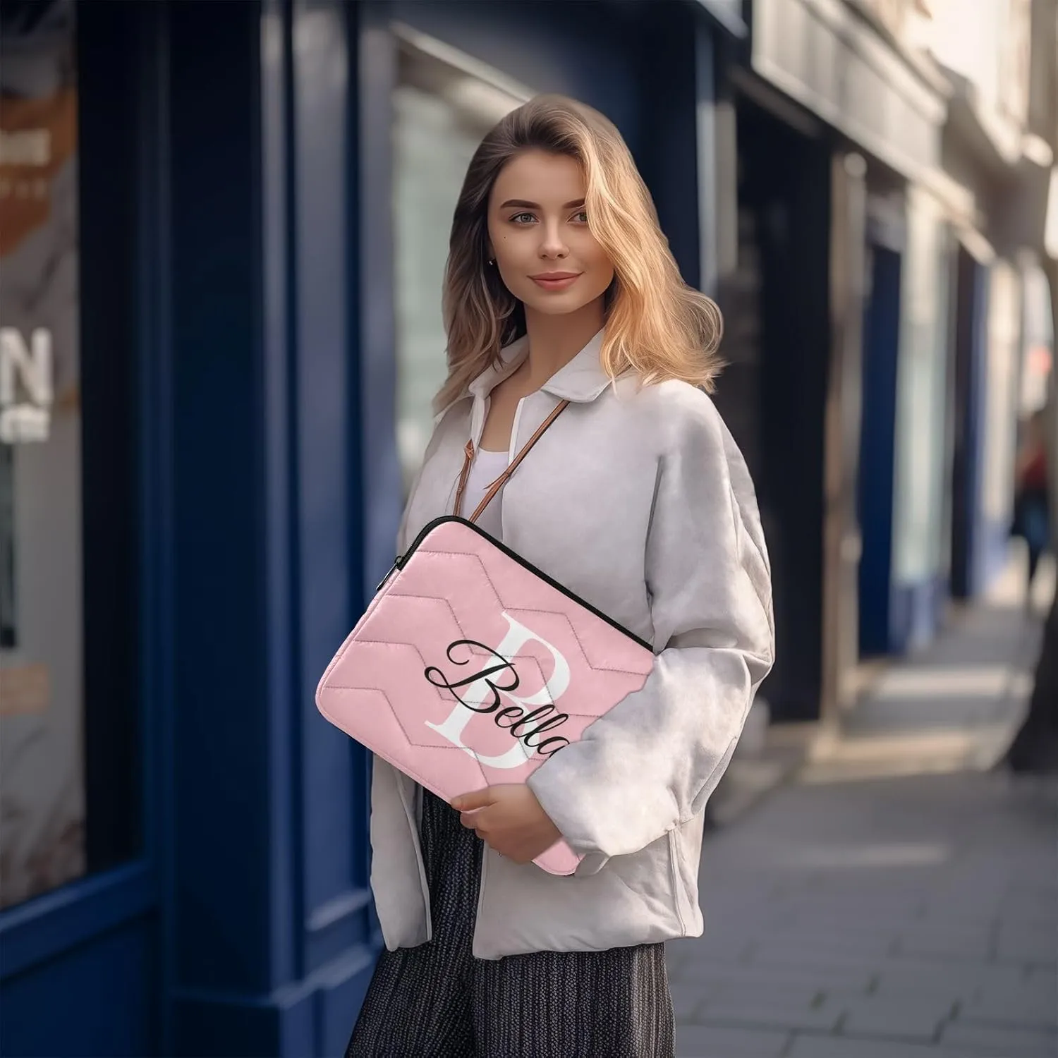Ticklend Pink Custom Laptop Bag Personalized Laptop Case Sleeve Shockproof Protective Briefcase Carrying Case Computer Bag for 13 14 Inch Tablet Ultrabook Notebook Women Men