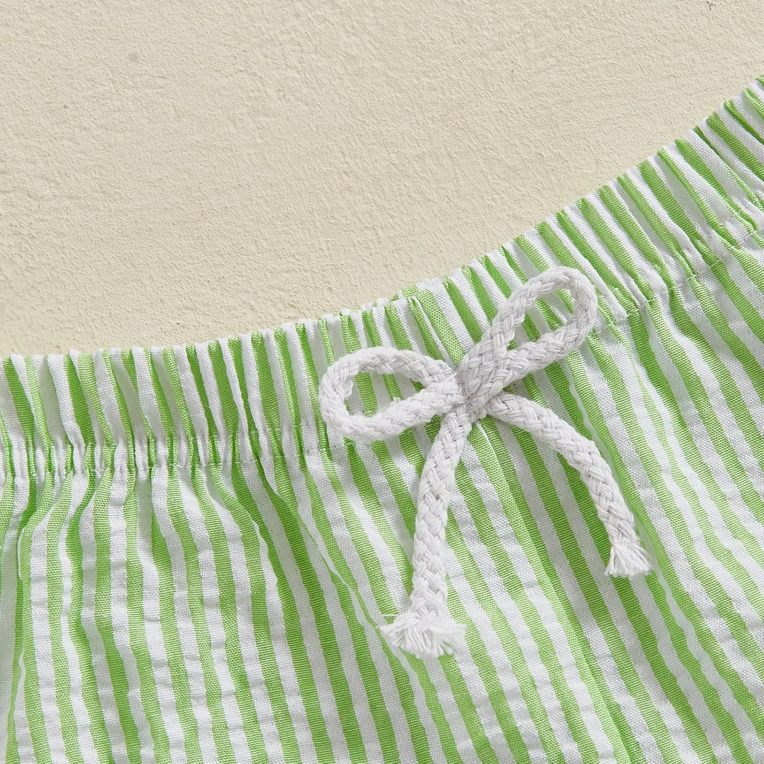 Toddler Boy Girl Seersucker Shorts Golf Cart/Tractor/Football/Baseball Embroidery Boxer Shorts Striped Linen Bottoms