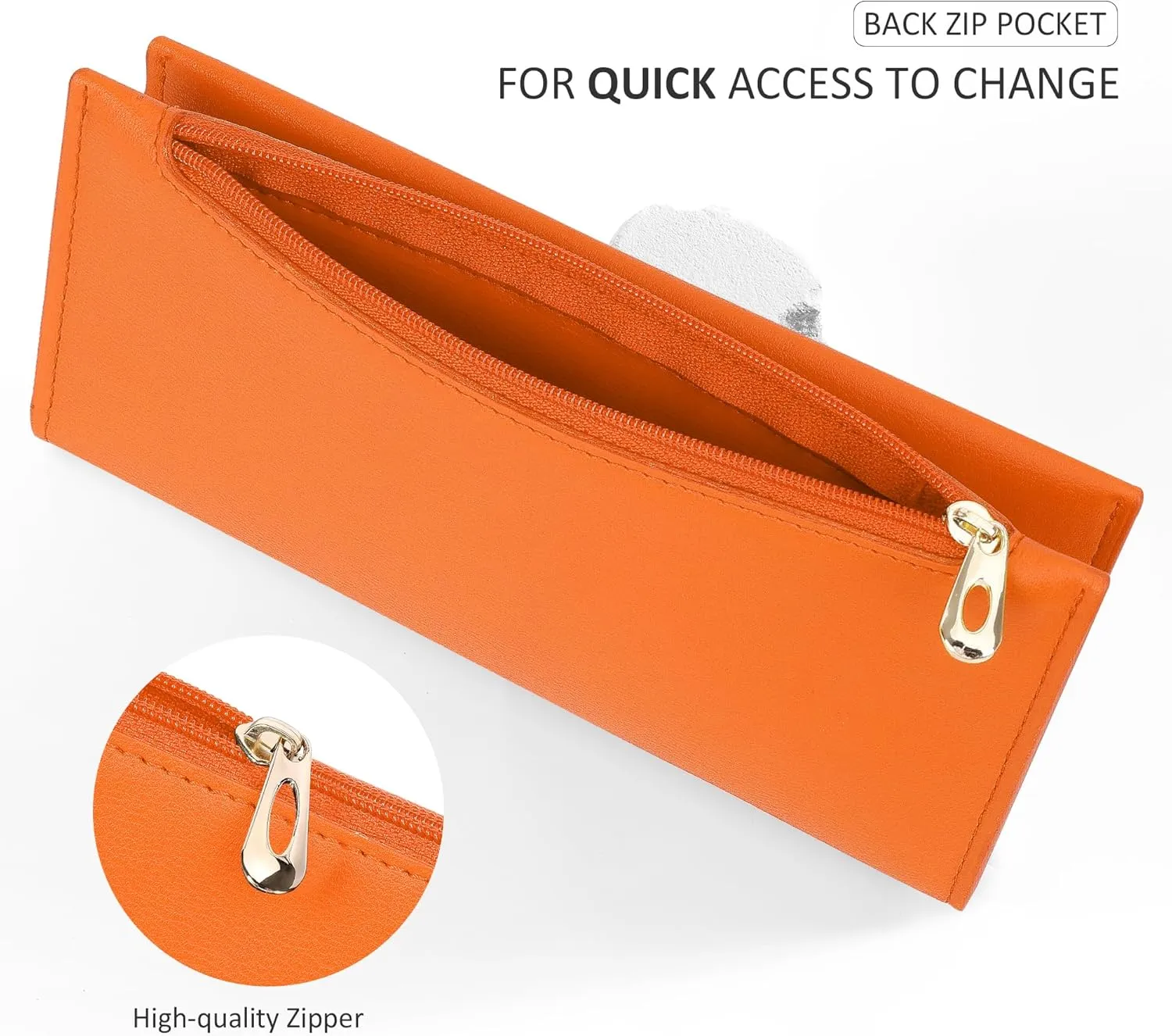 Ultra Slim Wallet for Women Bifold Leather RFID Blocking Credit Card Holder Ladies Womens Wallet with Zip Pocket
