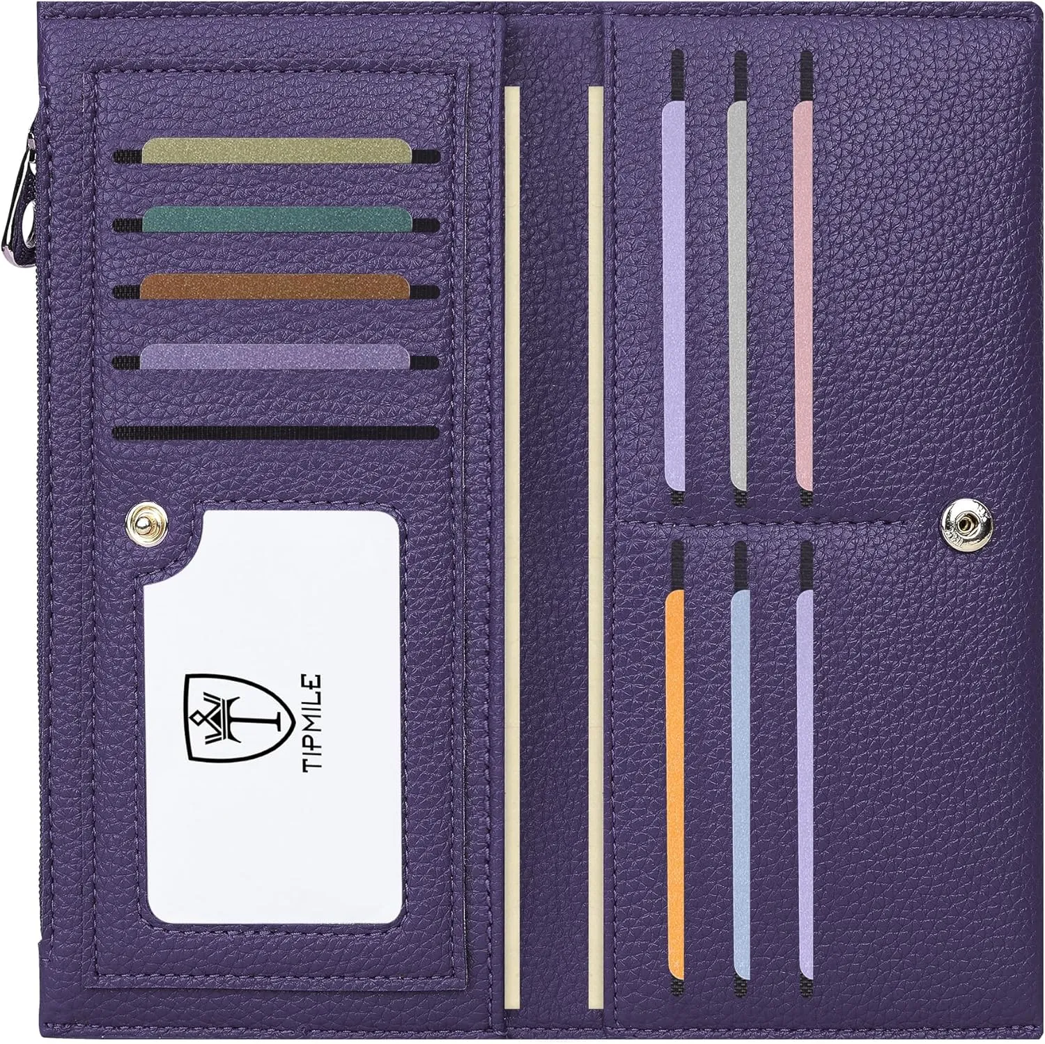 Ultra Slim Wallet for Women Bifold Leather RFID Blocking Credit Card Holder Ladies Womens Wallet with Zip Pocket