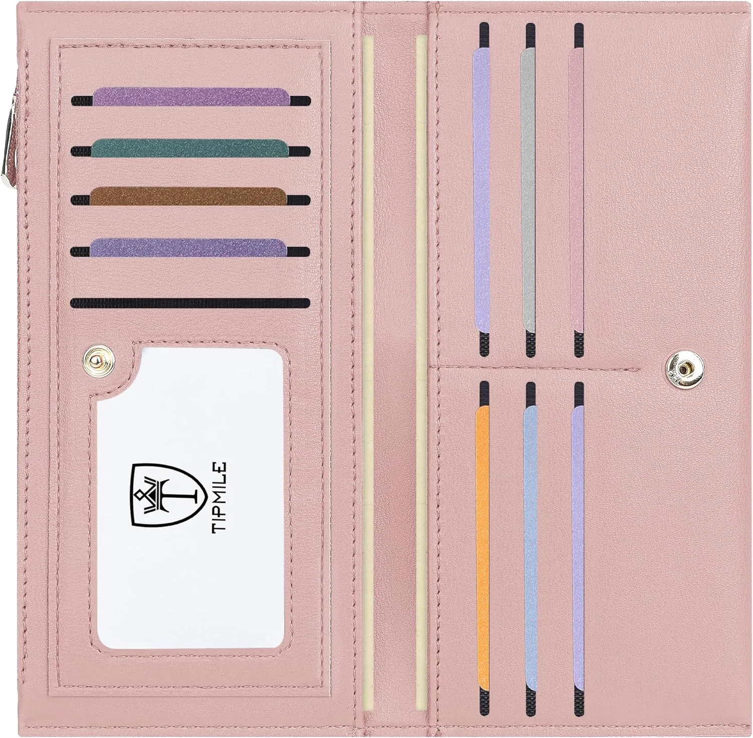 Ultra Slim Wallet for Women Bifold Leather RFID Blocking Credit Card Holder Ladies Womens Wallet with Zip Pocket