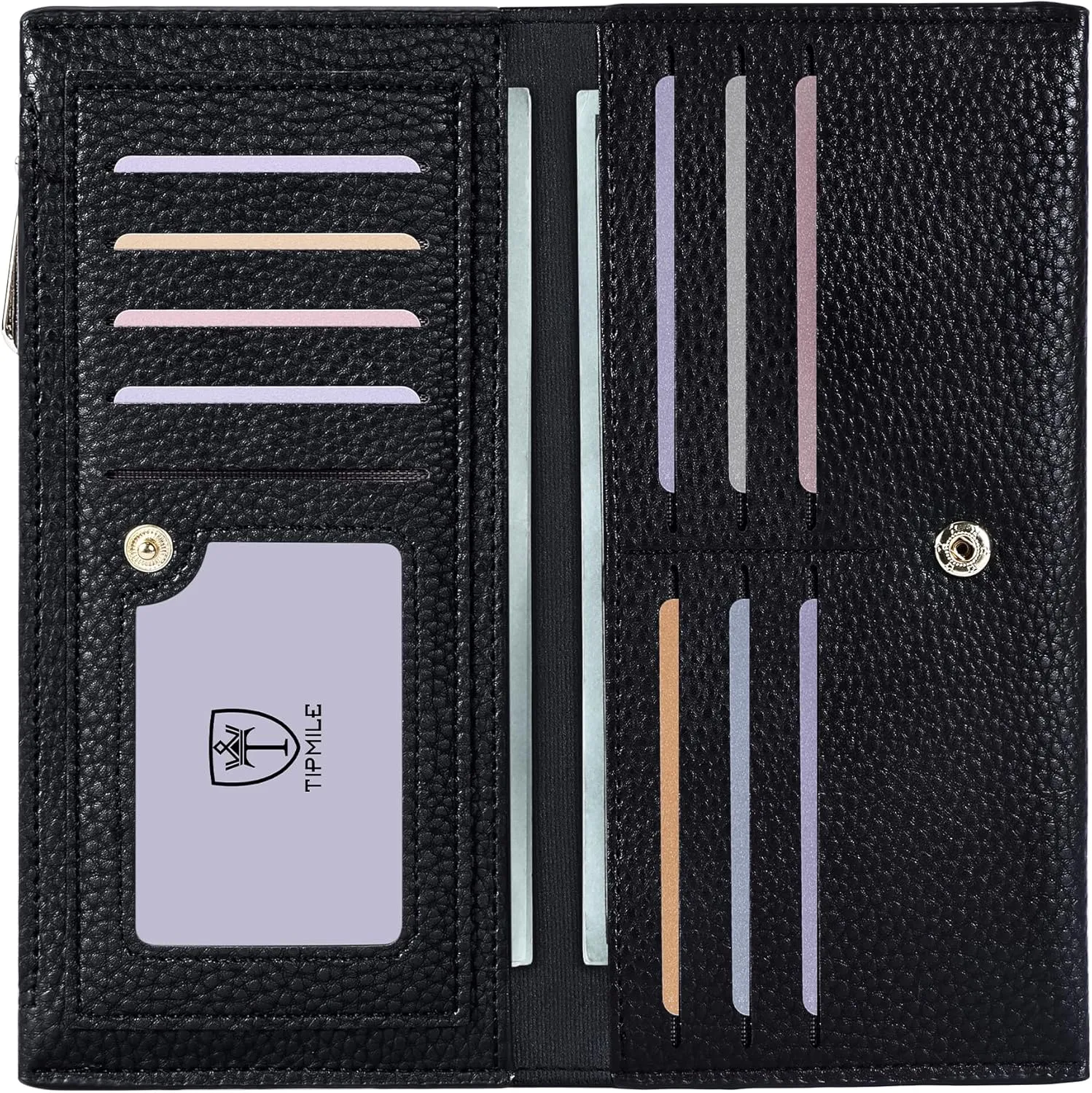 Ultra Slim Wallet for Women Bifold Leather RFID Blocking Credit Card Holder Ladies Womens Wallet with Zip Pocket