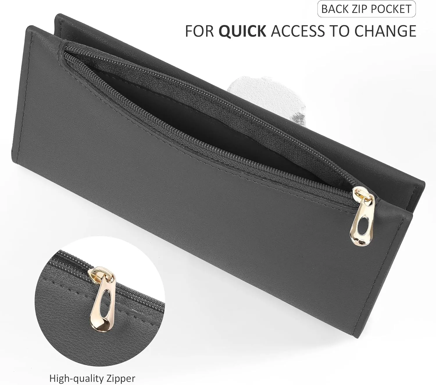Ultra Slim Wallet for Women Bifold Leather RFID Blocking Credit Card Holder Ladies Womens Wallet with Zip Pocket