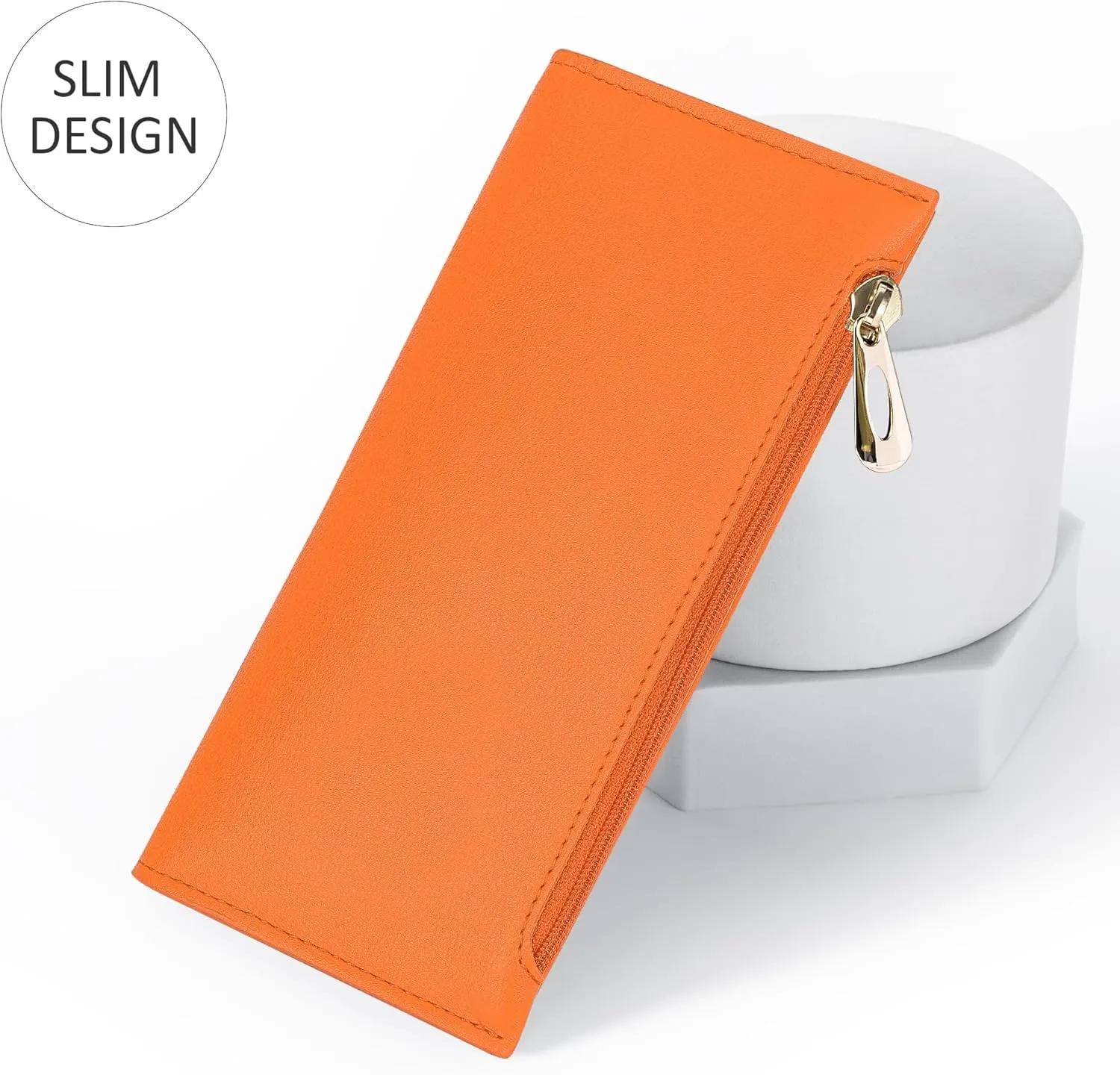 Ultra Slim Wallet for Women Bifold Leather RFID Blocking Credit Card Holder Ladies Womens Wallet with Zip Pocket