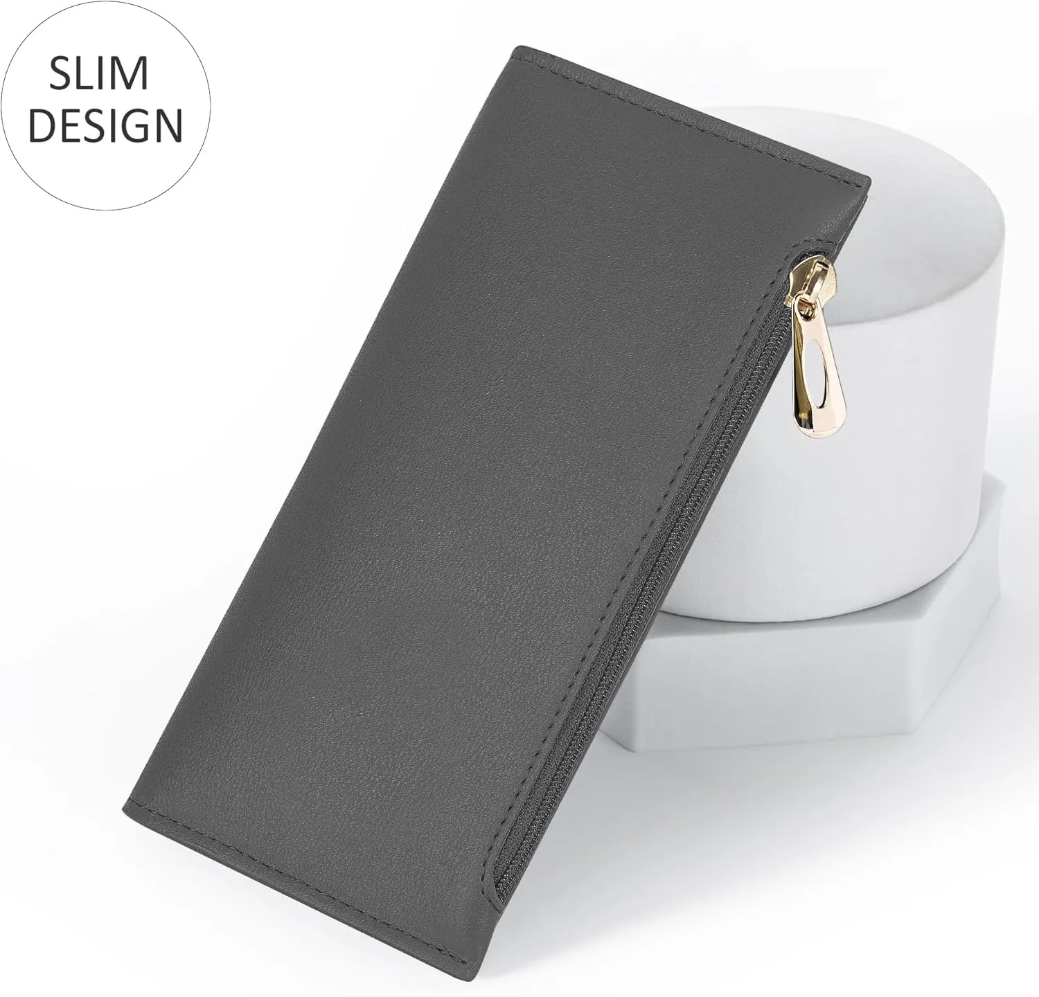 Ultra Slim Wallet for Women Bifold Leather RFID Blocking Credit Card Holder Ladies Womens Wallet with Zip Pocket