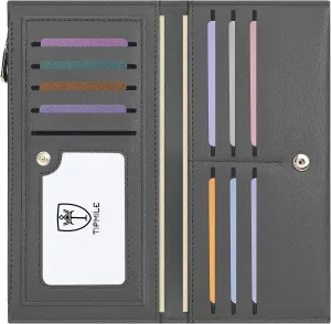 Ultra Slim Wallet for Women Bifold Leather RFID Blocking Credit Card Holder Ladies Womens Wallet with Zip Pocket
