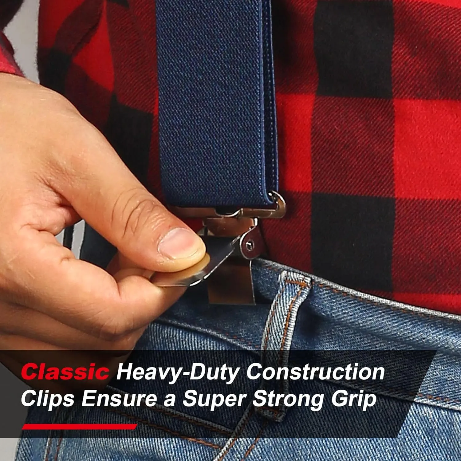 Ultrashang CLASSIC Mens Heavy-Duty Suspender: 2-Inch Wide, Sturdy Clips, X-Back, Adjustable Elastic Work Suspenders