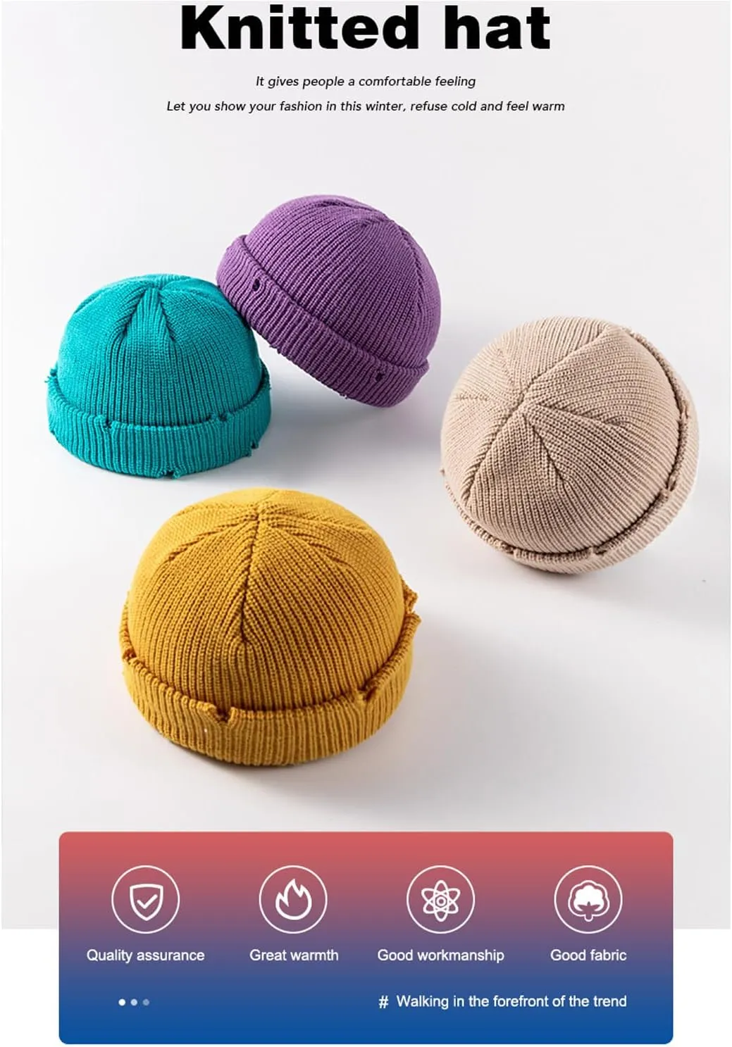 Unisex Warm Knit Skull Cap Hip-hop Slouchy Ripped Knitted Hat