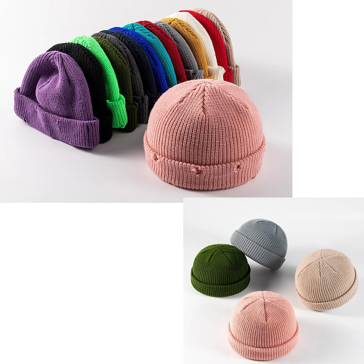 Unisex Warm Knit Skull Cap Hip-hop Slouchy Ripped Knitted Hat