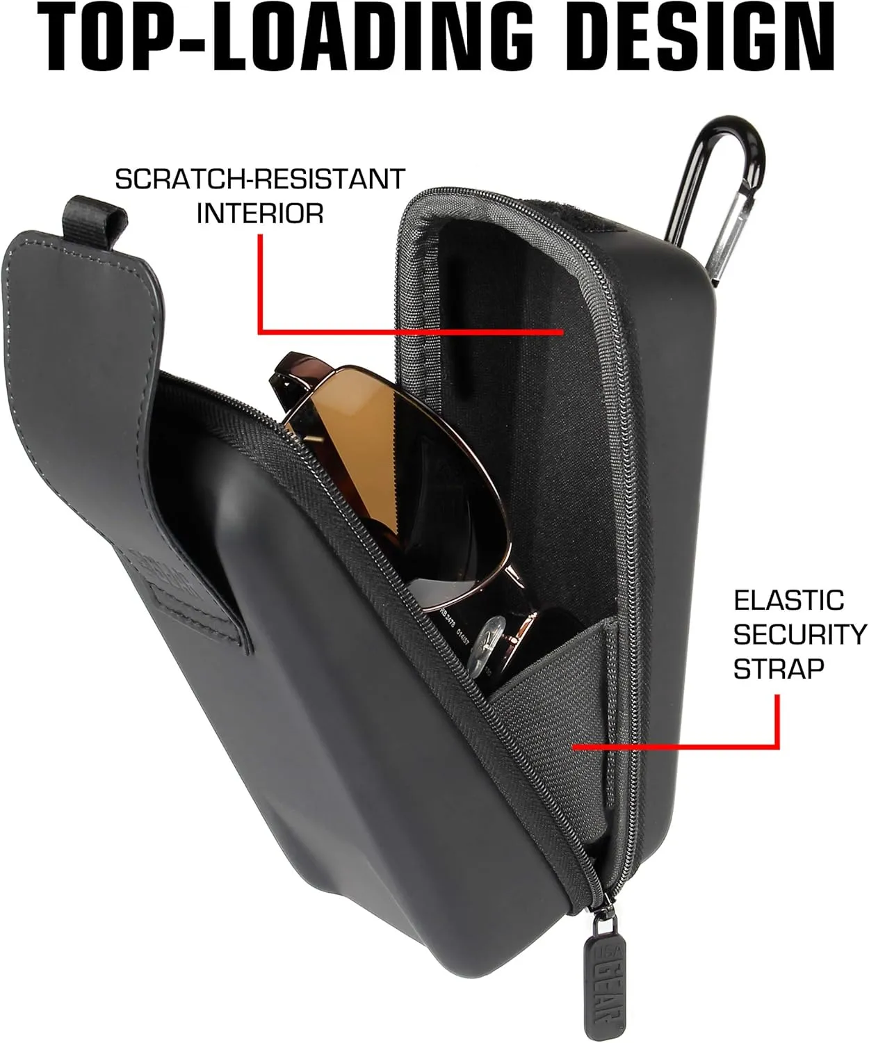 USA Gear Glasses Case - Sunglasses Case/Safety Glasses Case Compatible with Sunglasses, Safety Glasses, Readers, and More