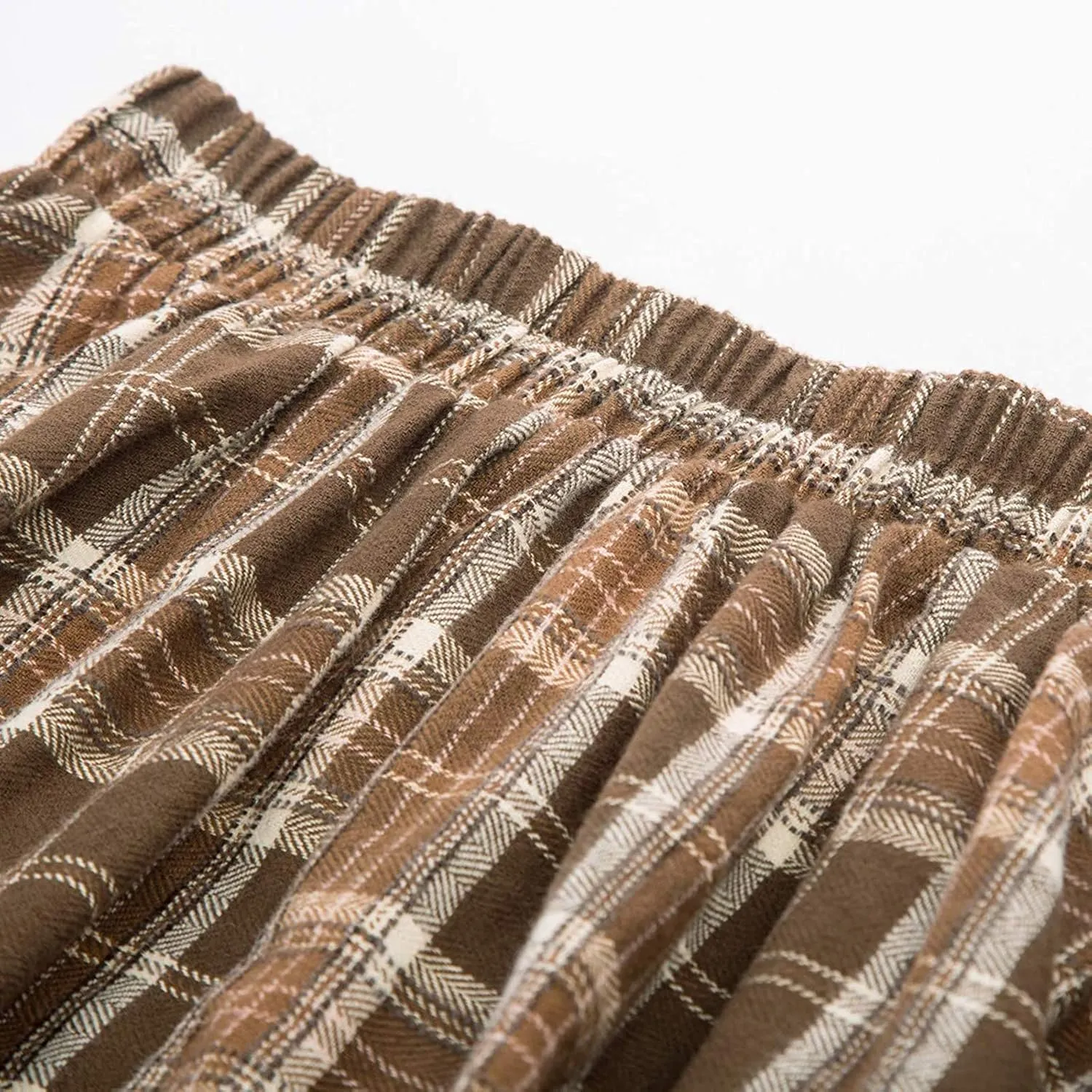 Vintage Plaid Skirt for Women High Waisted Midi A-line Skirts Pleated Skirt with Pockets Tartan Maxi Skirts