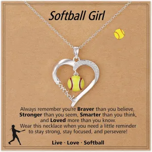 Volleyball/Softball/Basketball/Baseball Necklace Gifts for Girls, Sport Accessories Birthday Christmas Jewelry for Her 16 3 Inches