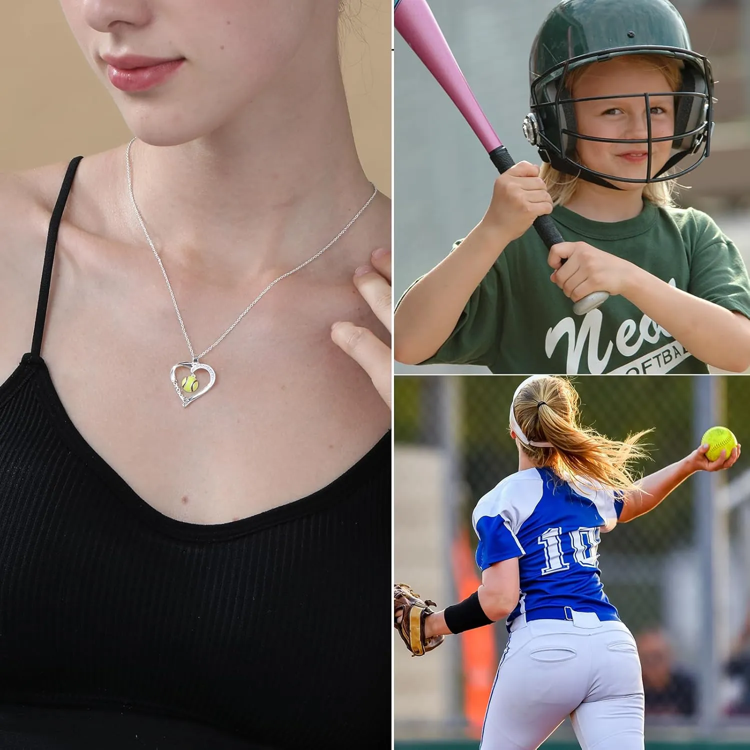 Volleyball/Softball/Basketball/Baseball Necklace Gifts for Girls, Sport Accessories Birthday Christmas Jewelry for Her 16 3 Inches