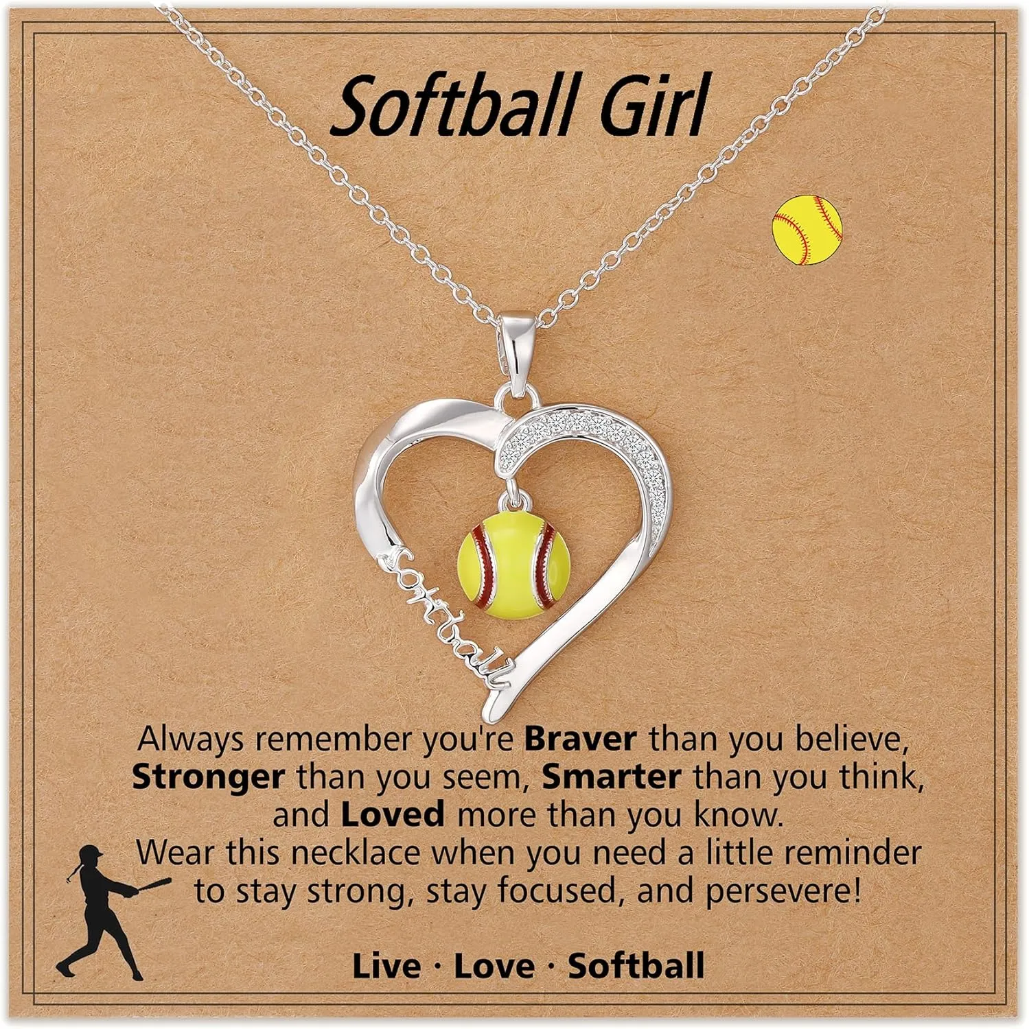 Volleyball/Softball/Basketball/Baseball Necklace Gifts for Girls, Sport Accessories Birthday Christmas Jewelry for Her 16 3 Inches