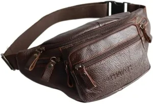 Waist Bag Genuine Leather Fanny Pack Multifunction Hip Bag for Men and Women Multiple Pockets Belt Bag Phone Pouch Hiking Running And Cycling Bag