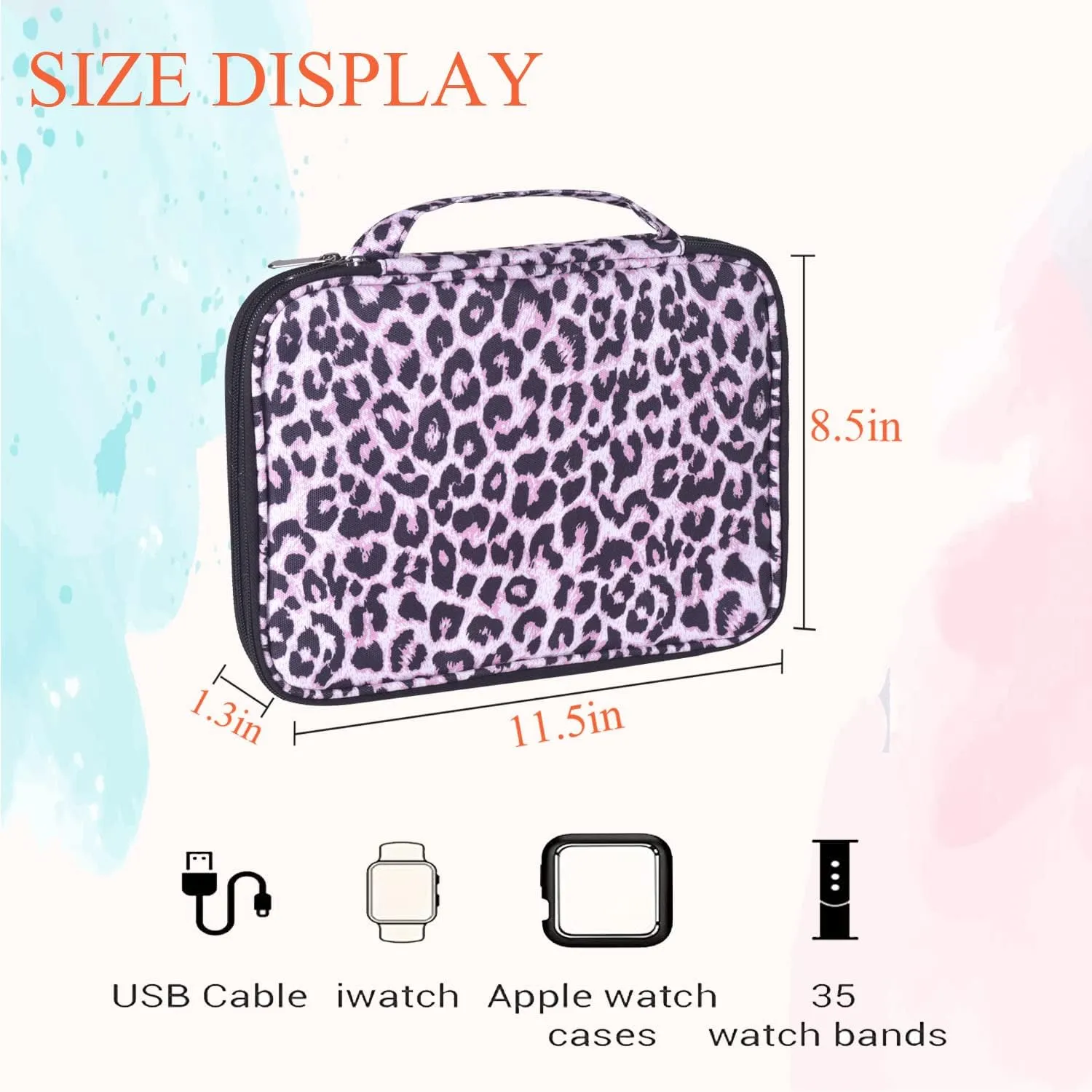Watch Band Storage Case Watch Band Organizer Bag Watch Band Case and Storage Holder Watch Bands Holder Carrying Case Compatible with 35 Watch Straps and Accessories
