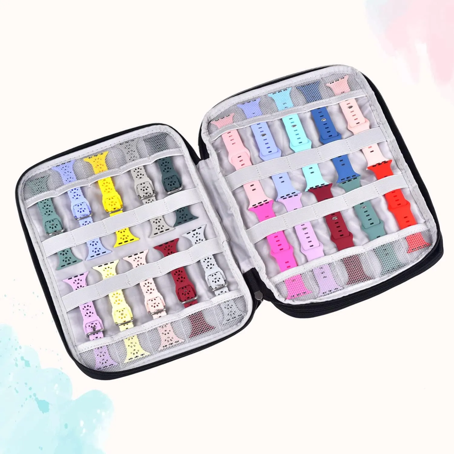Watch Band Storage Case Watch Band Organizer Bag Watch Band Case and Storage Holder Watch Bands Holder Carrying Case Compatible with 35 Watch Straps and Accessories