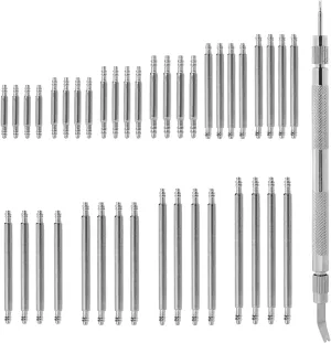 Watch Repair Tool Kit, 41 PCS Watch Band Pins Replacement Set Watch Spring Bar Tool Kit Watch Link Remover Kit 10 Sizes Heavy Duty Stainless Steel Watch Spring Pins Length 8mm-26mm,Diameter 1.5mm