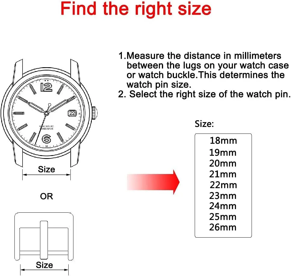 Wellfit Watch Pins, 1.8mm Thickness Heavy Duty Spring Bar, 4 Pack Stainless Steel Watch Band Pins, 22mm