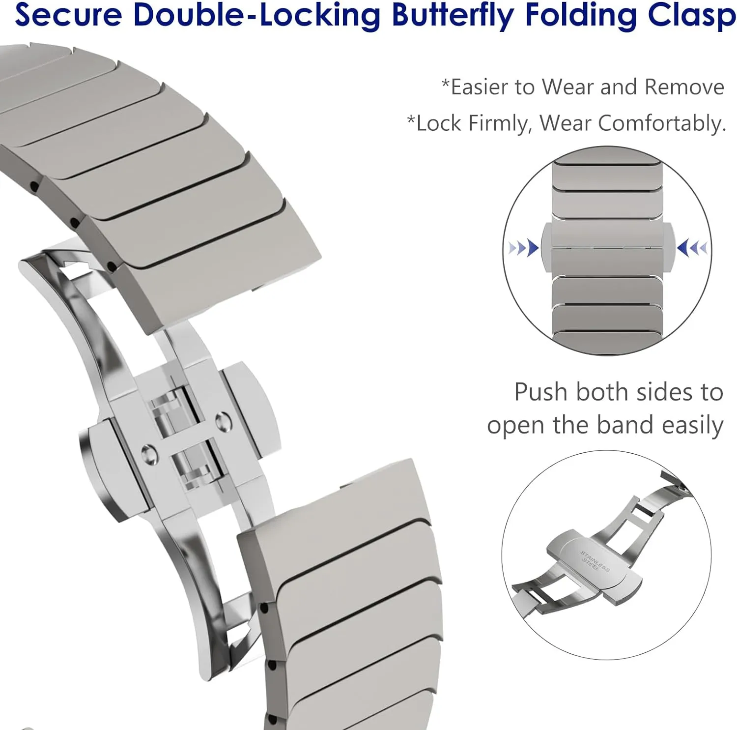 WINGLE Compatible for Apple Watch Band Ultra 2 Band Ultra 49mm 46mm 45mm 44mm 42mm Series 10 9 8 7 for Men, Stainless Steel Metal Bands for Apple iWatch SE Series 6 5 4 3 2 1 Link, Titanium