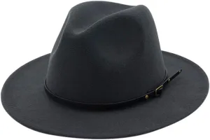 Women & Men Classic Wide Brim Belt Buckle Fedora Hat Men & Women Vintage Wide Brim Fedora Hat with Belt Buckle
