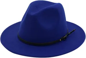 Women & Men Classic Wide Brim Belt Buckle Fedora Hat Men & Women Vintage Wide Brim Fedora Hat with Belt Buckle