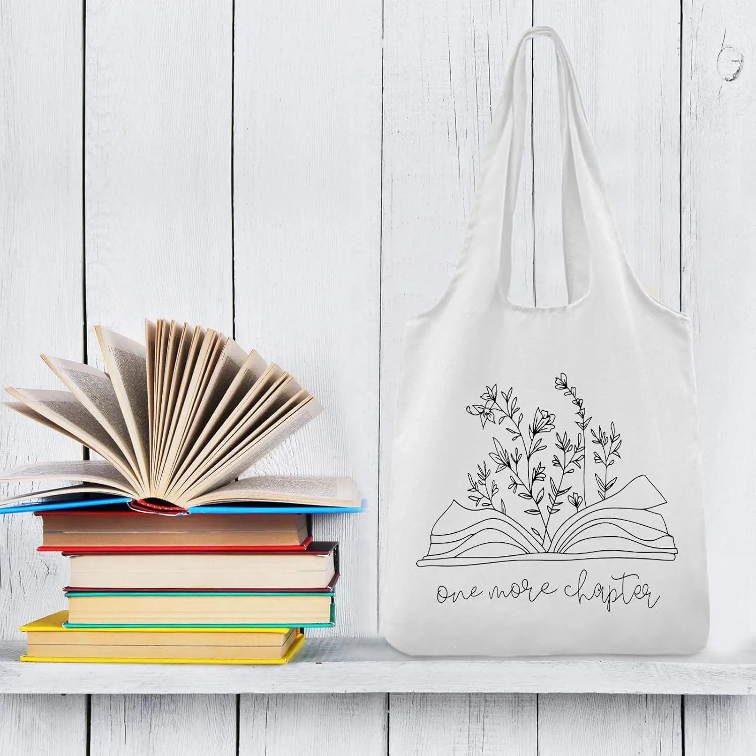 Women Canvas Tote Bag For Book Lovers Gifts for Readers Flower Cute Aesthetic Shopping Grocery Reusable Tote Bags