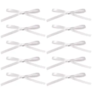 Women Hair Clips Set - Long Tail Ribbon Bow Clips, Ponytail Holders, Claw Clips for Girls in White and Pink, 10 Pieces