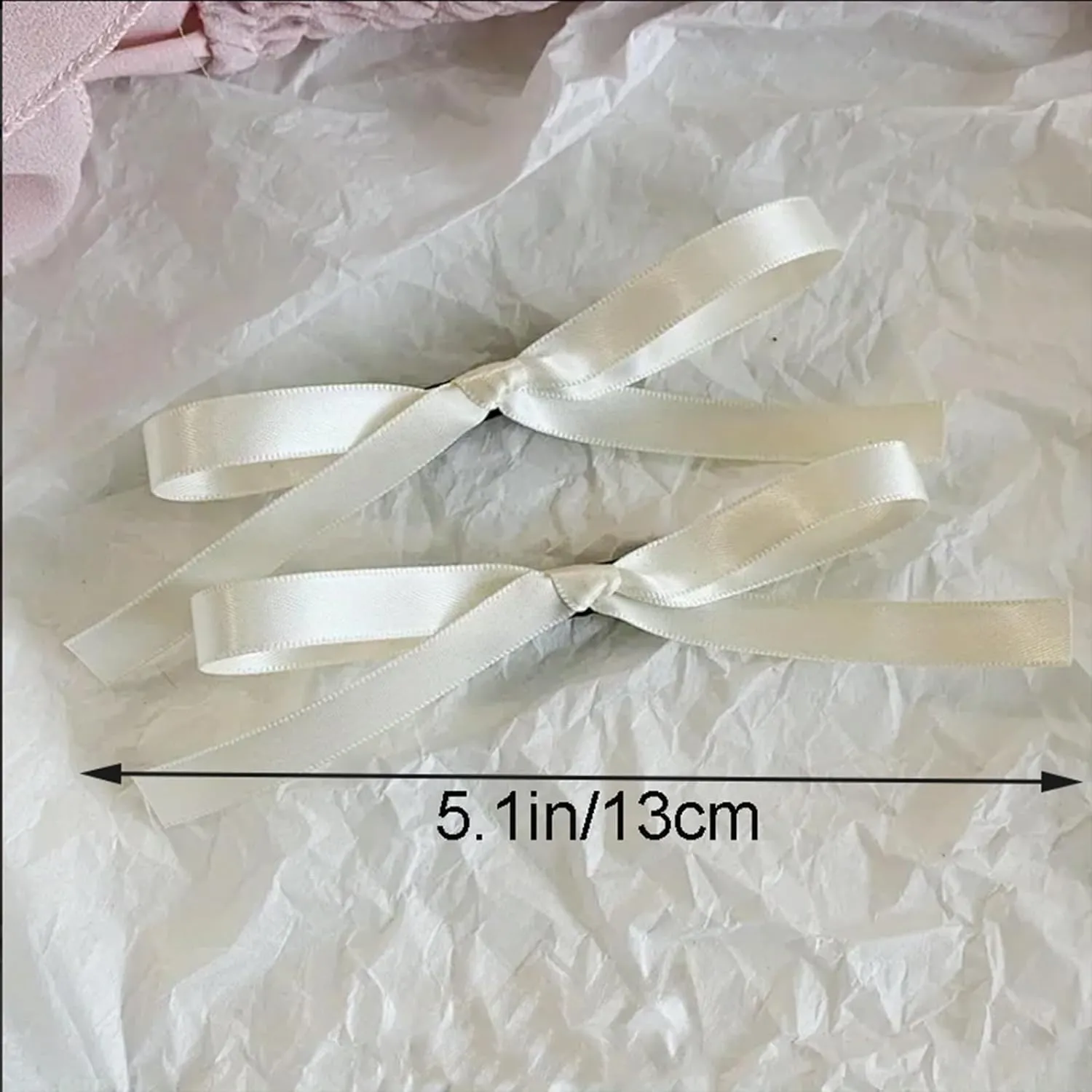 Women Hair Clips Set - Long Tail Ribbon Bow Clips, Ponytail Holders, Claw Clips for Girls in White and Pink, 10 Pieces