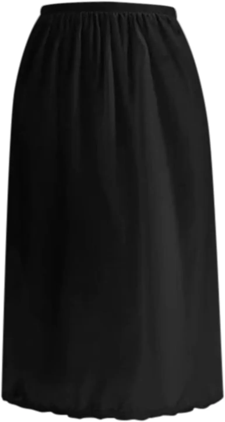 Women Half Slips Under Dress Lace Hem Elastic Waist Petticoat Underskirt Knee Length Midi Satin Skirt Side Slit Skirt