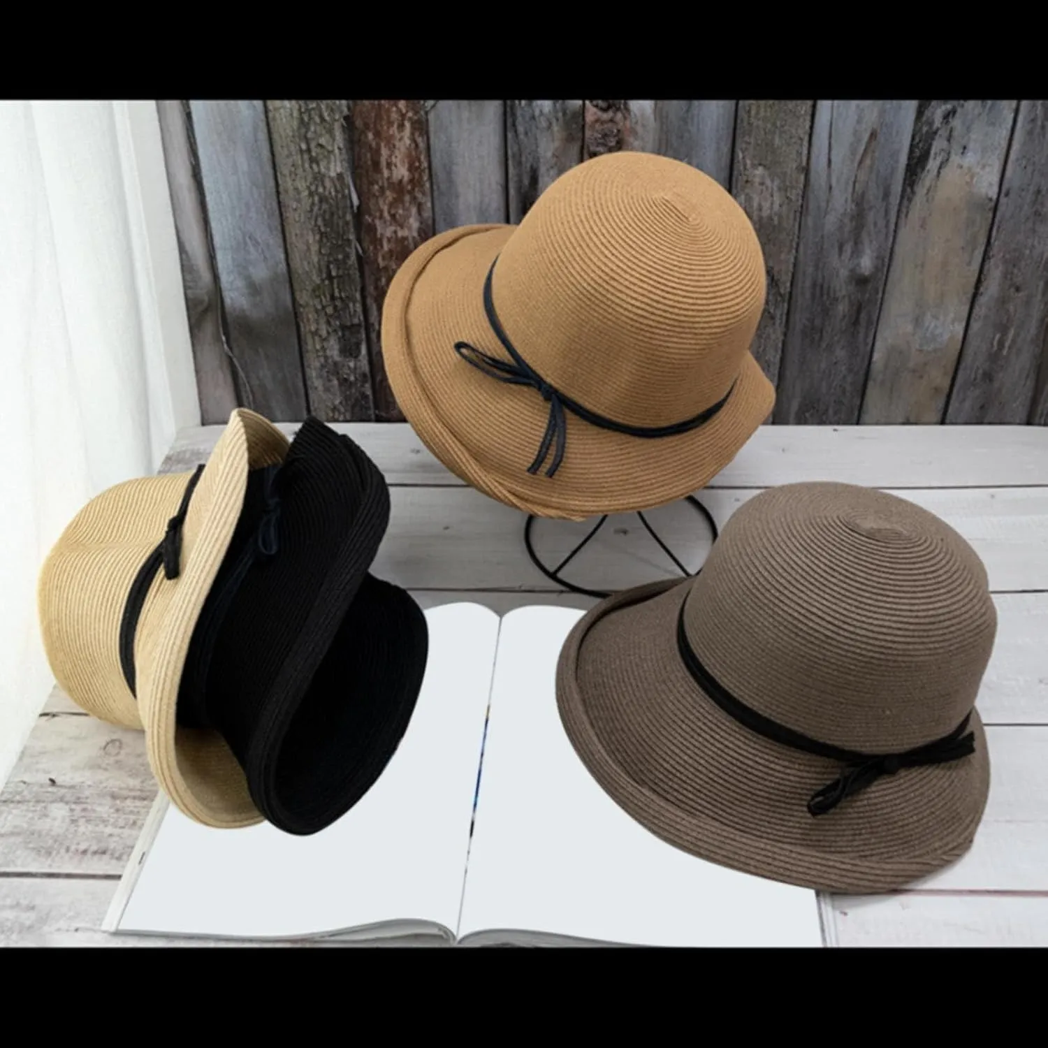 Women Packable Sun Hat Roll Up Large Brim Fedora Summer Beach Sun Hat Womens Oversized Straw Hat