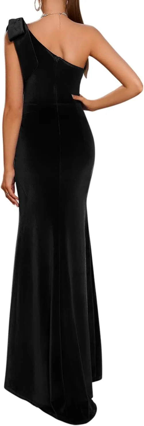 Women Sleeveless Off Shoulder Split Evening Cocktail Long Dress