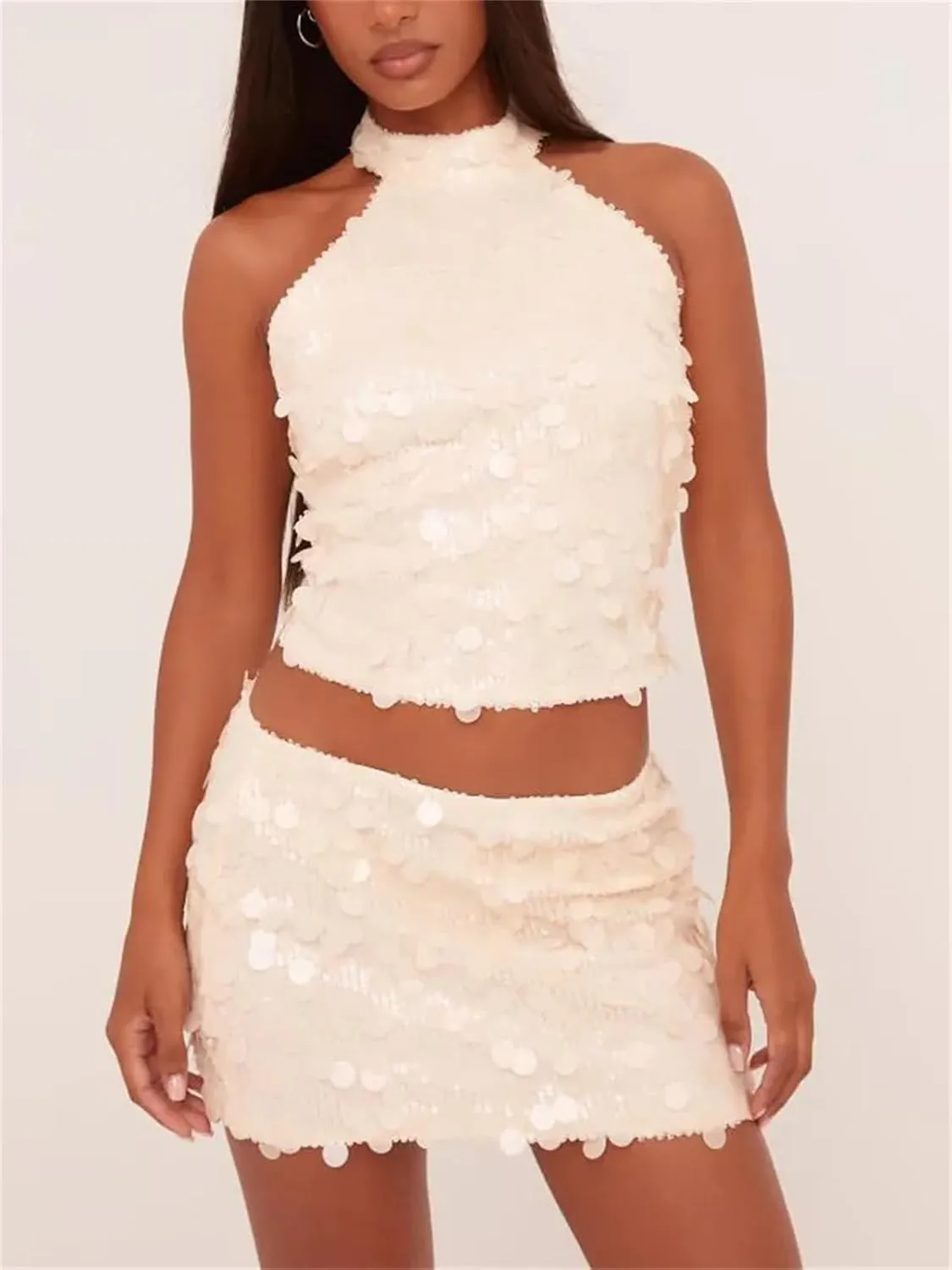 Women Y2k Sequin Mini Skirt Low Rise Glitter Music Festival Night Going Out Rave Party Bodycon Short Skirt