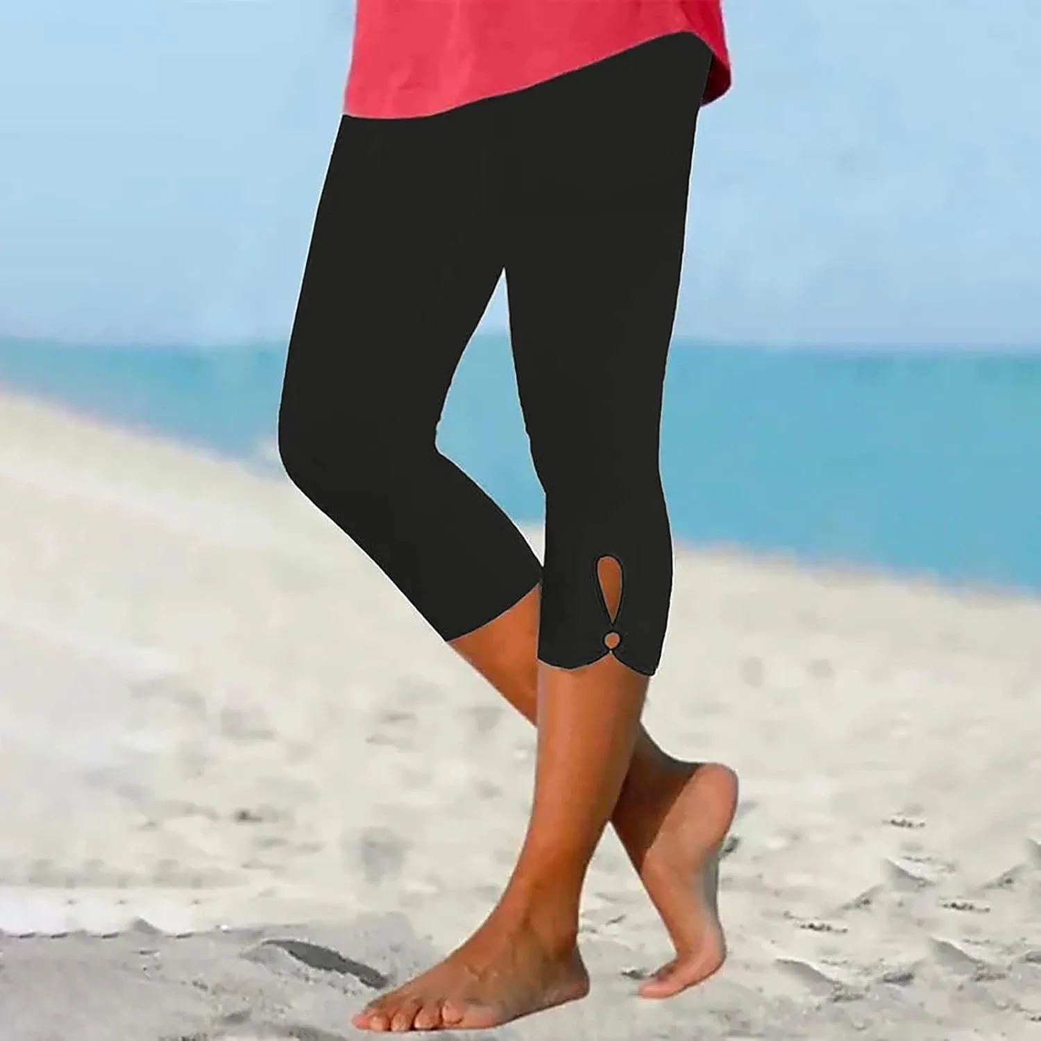 Womens Capri Leggings Summer Plus Size Capris Workout Yoga High Waisted Capri Pants Casual Pull On Capris