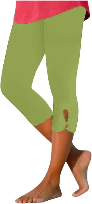 Womens Capri Leggings Summer Plus Size Capris Workout Yoga High Waisted Capri Pants Casual Pull On Capris